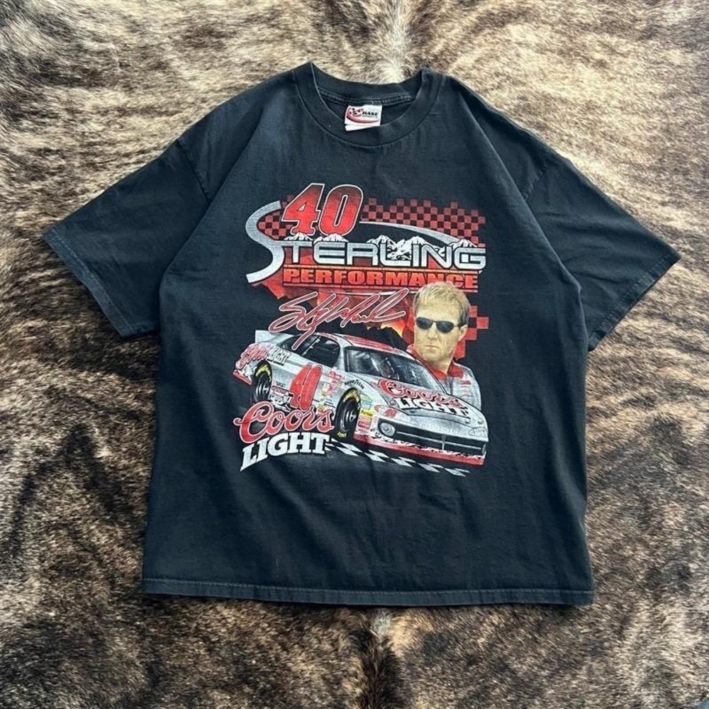 Vintage Sterling Marlin Nascar Shirt Mens XL Black‎ 2000s Coors Light